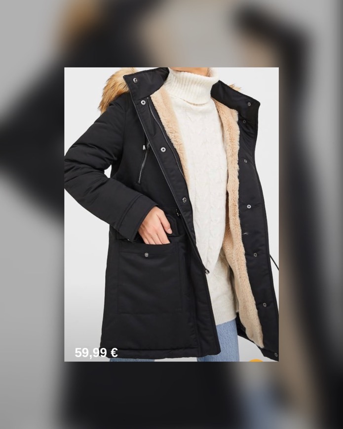 Fashion STRADIVARIUS - parka com capuz preta