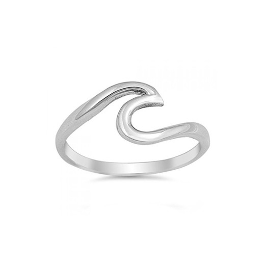 Sterling anillo de onda de plata - Tamaño, 11,5