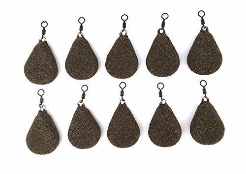 Product BZS Carp Fishing Weights Flat Pear with Swivel Available in Smooth Or