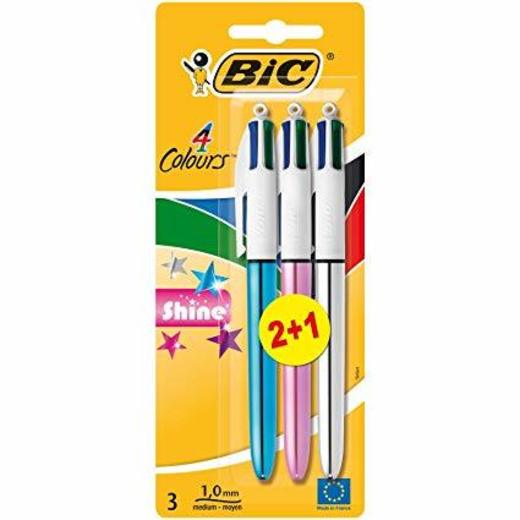 BIC 4 colores Shine Bolígrafo Retráctil punta media