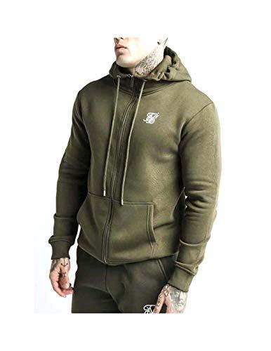 Fashion Chaqueta SikSil Funnel Neck Hoodie Khaki Hombre Large Verde