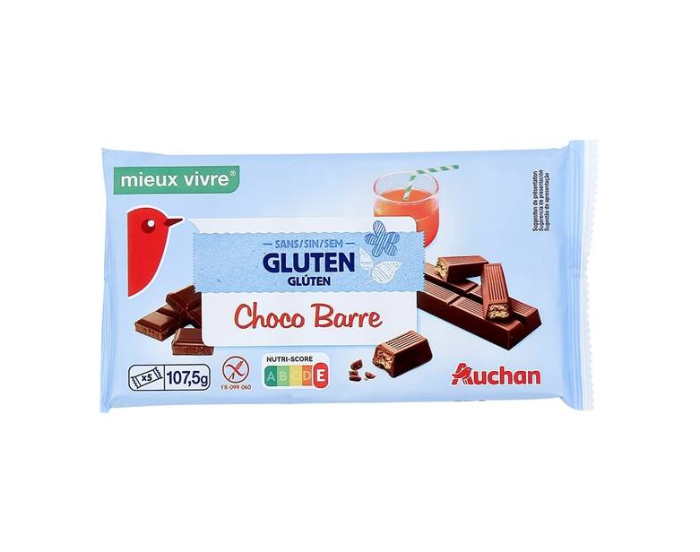 Productos Barras de chocolate com bolacha sem glúten 