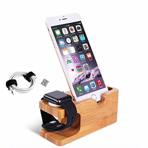 Electronic Adurei Stand con iPhone y Apple Watch Bambú Charging Estación Soporte Compatible