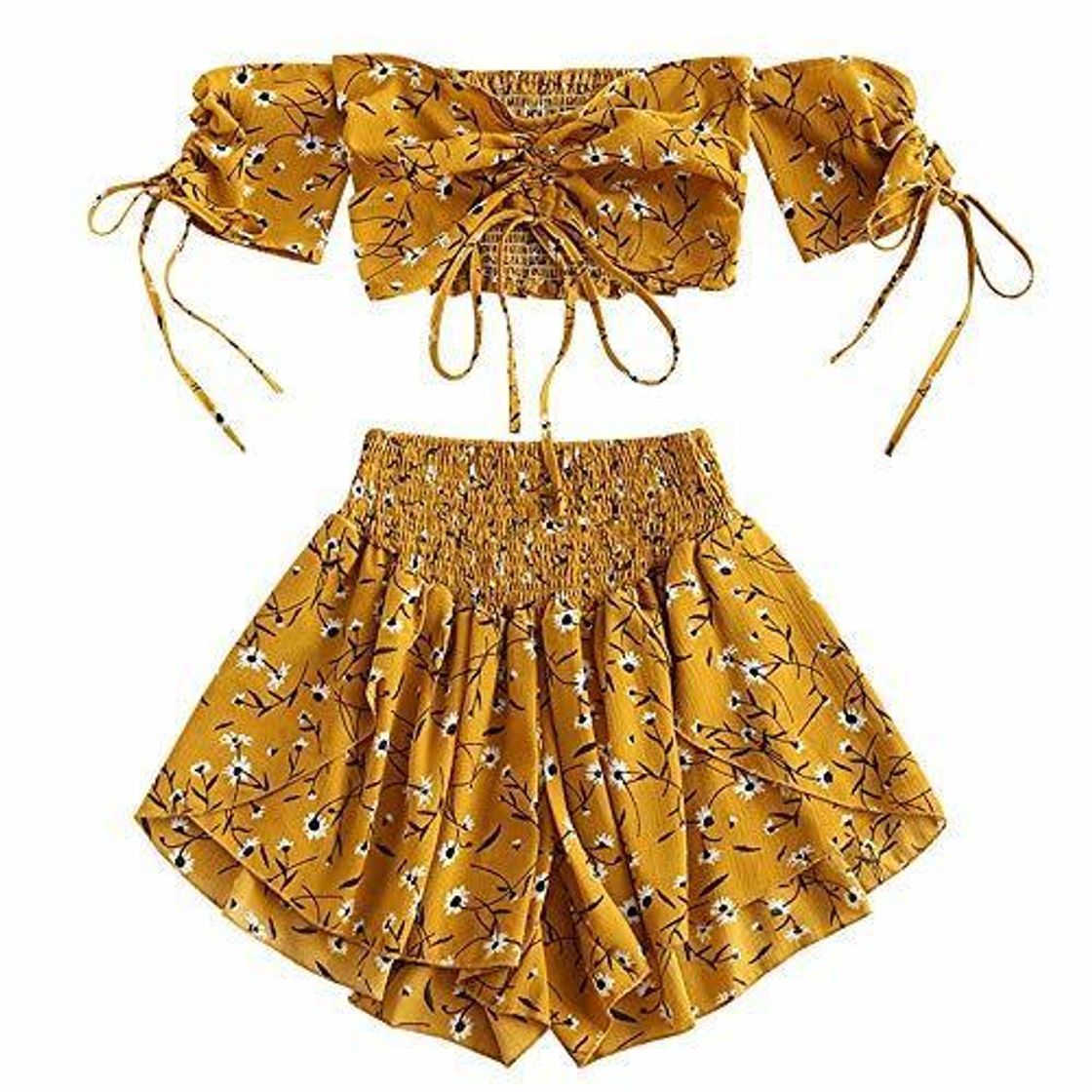 Social ZAFUL - Conjunto de pantalón Corto para Mujer con Cintura Alta
