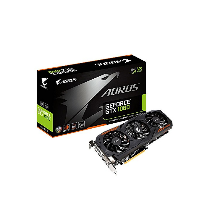 Electrónica Gigabyte GV-N1060AORUS-6GD Rev 2.0 GeForce GTX 1060 6GB GDDR5 - Tarjeta gráfica