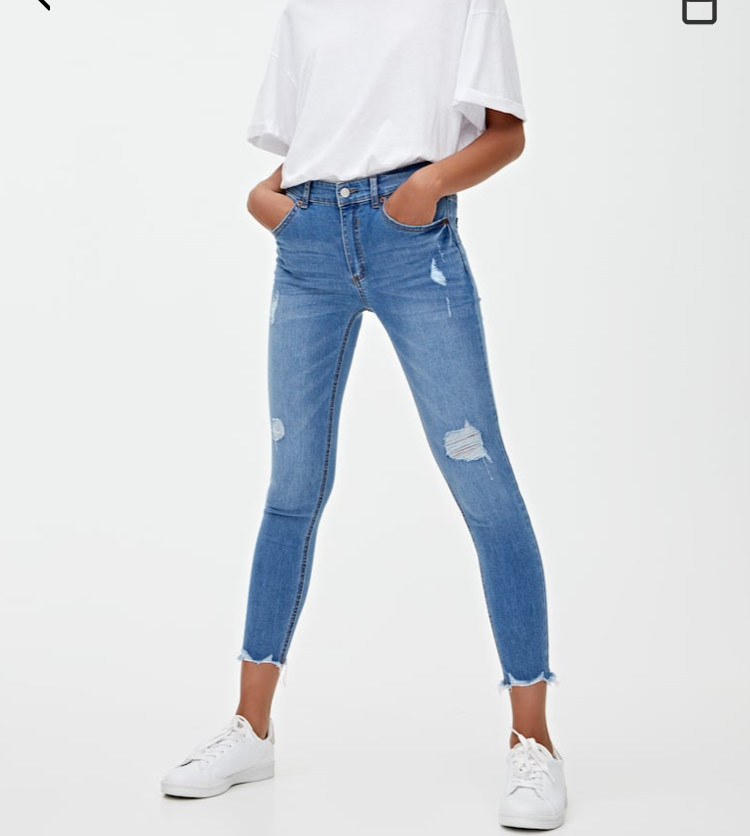 Product Jeans skinny mid waist com rasgões