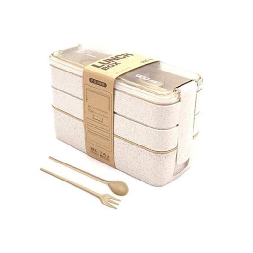 Lunch Bento Box, Fambrera Infantil Paja de Trigo loncheras BPA Gratis, Lonchera