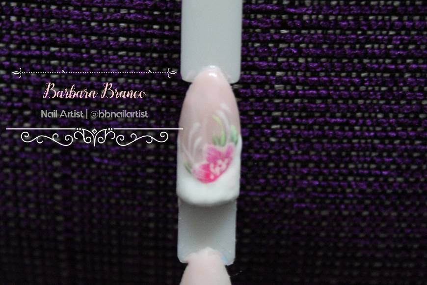 Fashion Flower Nail Art on French Manicure