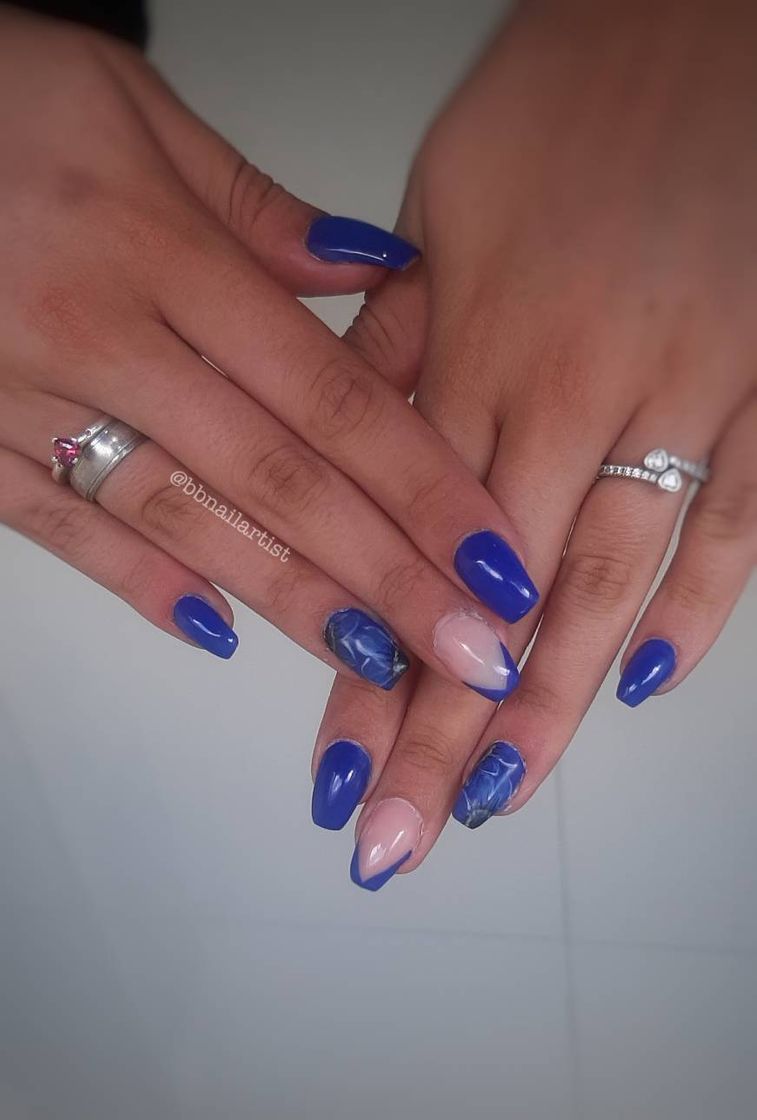 Producto Blue Nails with Wet on Wet Flowers