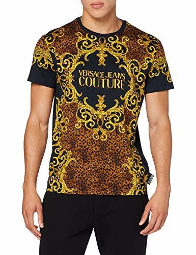 Fashion Versace Jeans Couture Man T-Shirt Camiseta, Negro