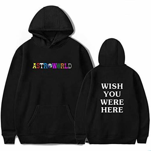 JJZHY Travis Scott Astroworld Fashion Letter Imprimir Hoodie con Gato Bolsa Unisex