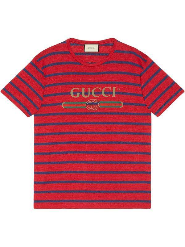 Fashion Gucci logo striped T-shirt