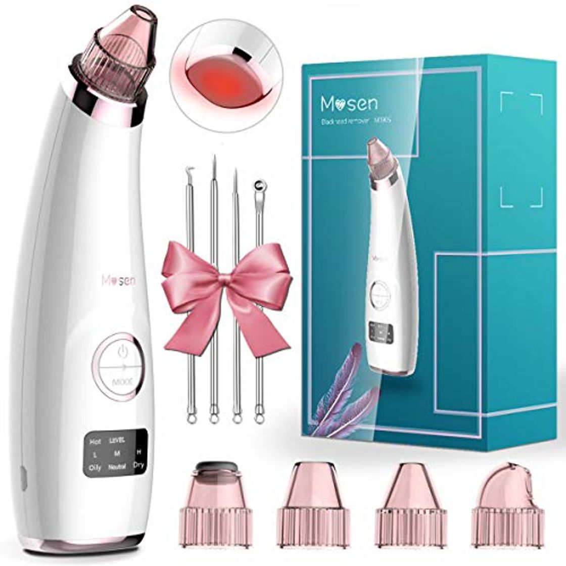 Social Mosen Limpiador de Poros Succionador de Puntos Negros Limpiador Facial Blackhead Remover