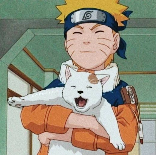 Naruto segurando um gatinho