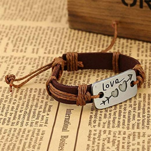 JYHW Pulsera Tejida Hecha a Mano de Cuero de Amor de Doble