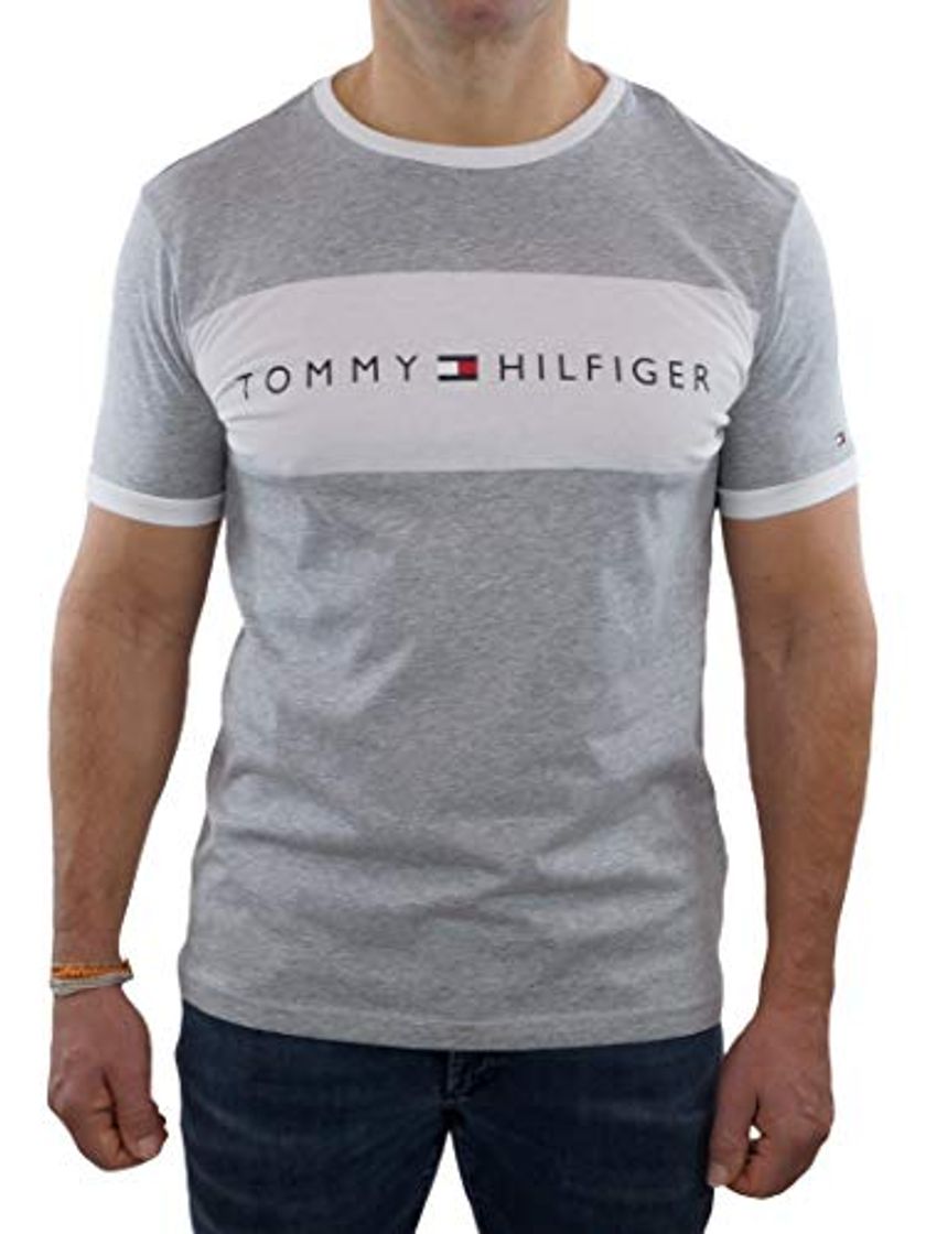 Moda Tommy Hilfiger Logo Block Camiseta De Algodón Masculino De Cuello Redondo