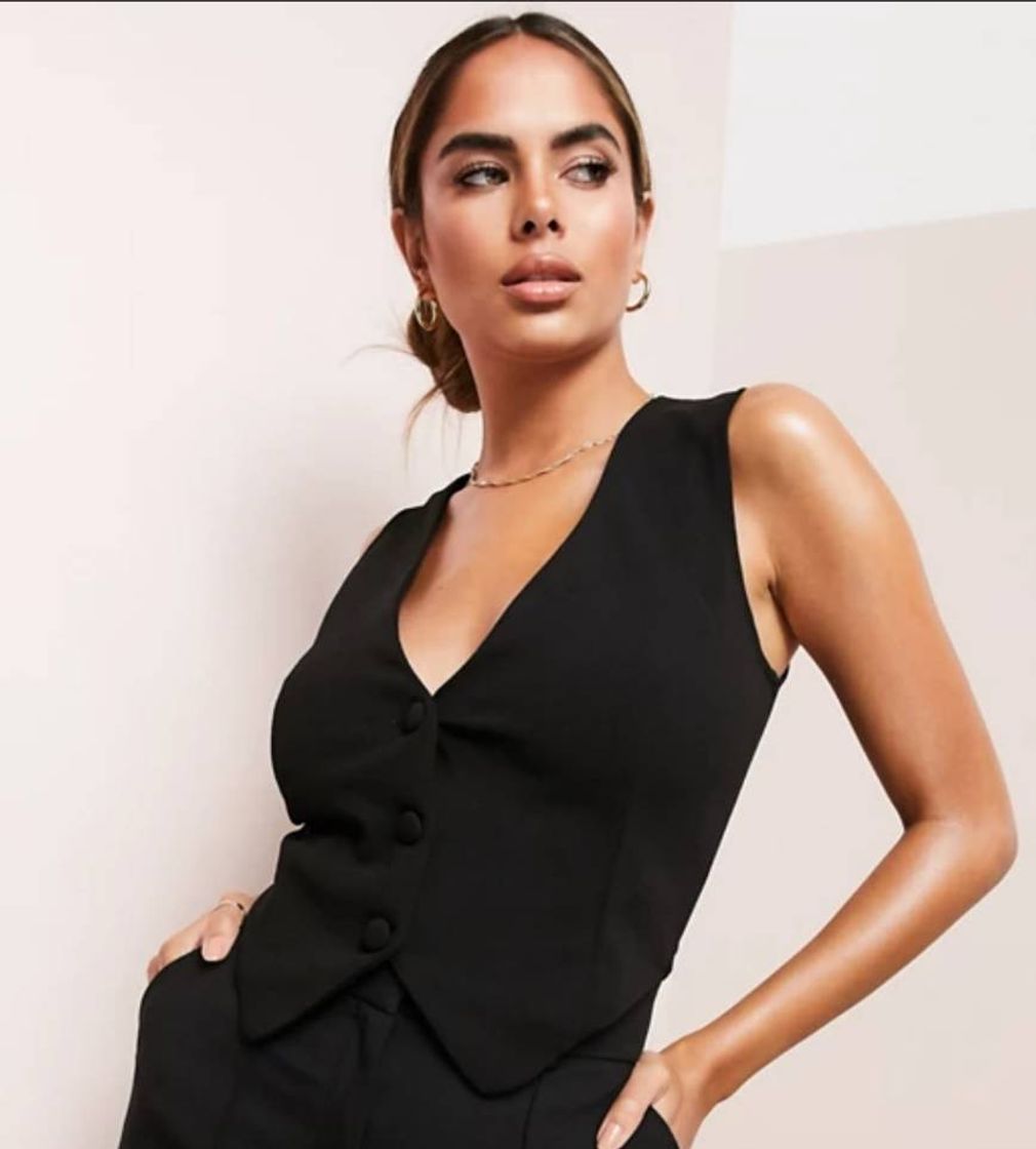 Moda Chaleco de traje de punto negro