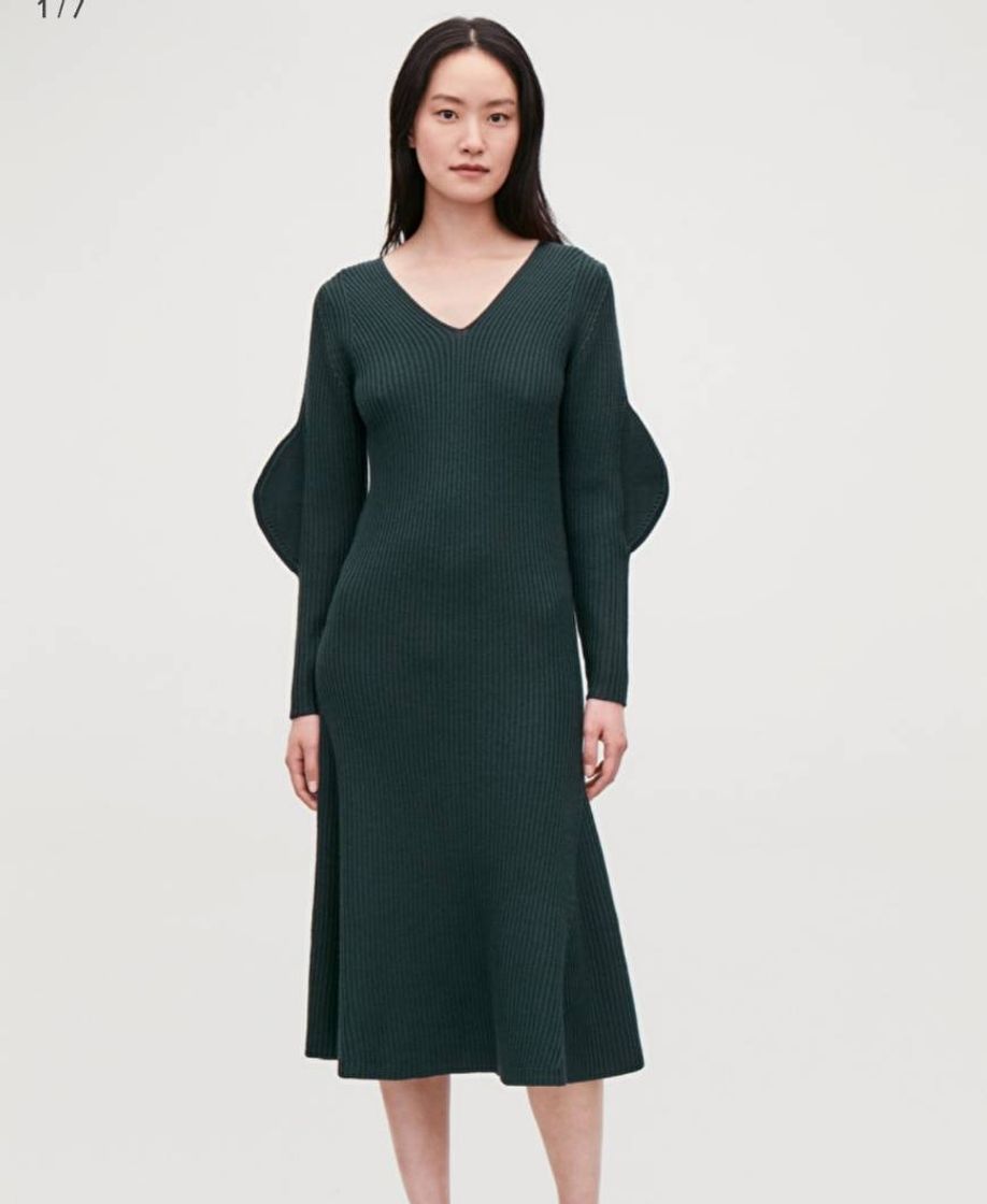 Fashion SHAPED RIB-KNIT WOOL DRESS