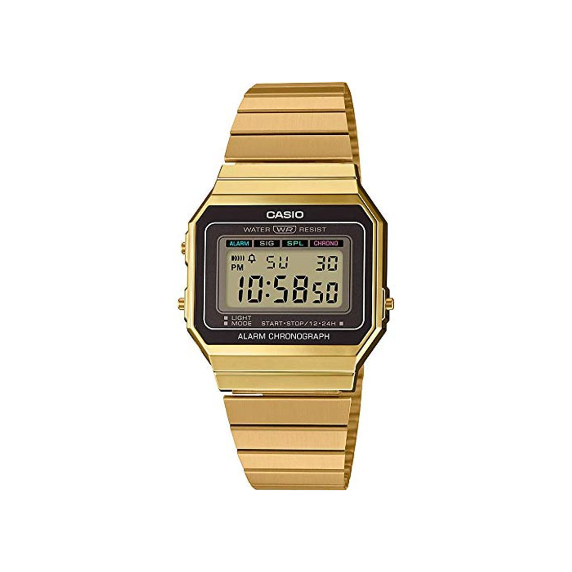 Fashion Casio Reloj Mujer de Digital con Correa en Acero Inoxidable A700WEG-9AEF