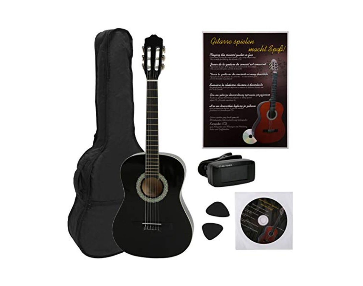 Product Navarra NV12PK - Guitarra Clásica para Aprender, Sintonizador con Clip Pantalla LCD,