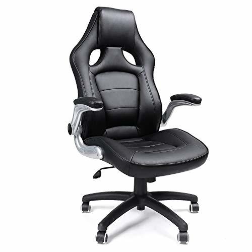 Social Songmics Silla giratoria de Oficina Silla de Escritorio Racing Negro Recubrimiento de