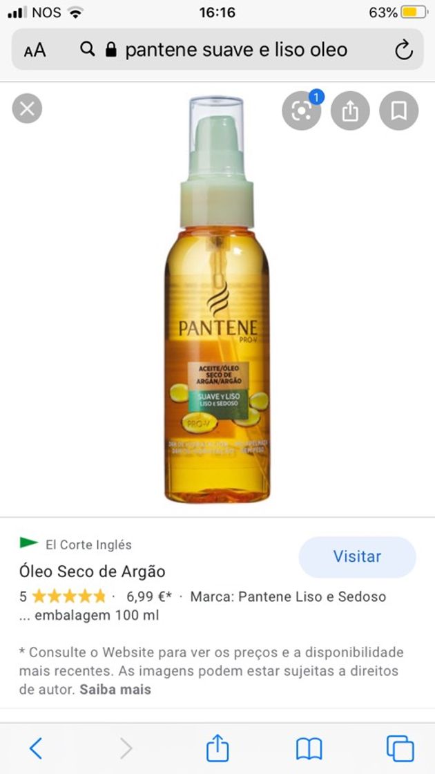 Products Óleo seco liso e sedoso com óleo de Argão 