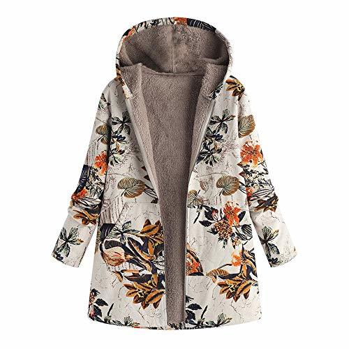 Fashion Abrigos para Mujer Invierno Chaqueta Suéter Floral Bolsillos con Capucha Jersey Tallas