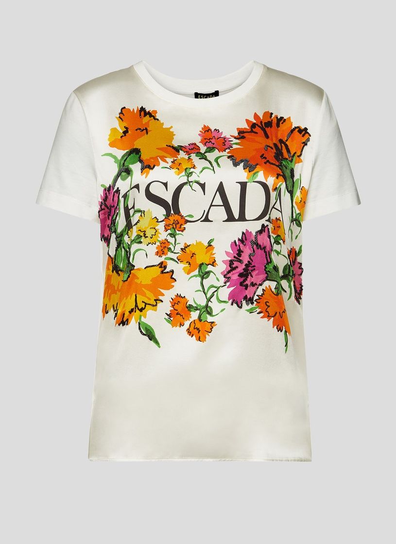 Moda Escada® Official Site | Jersey and Silk Embroidered T-shirt