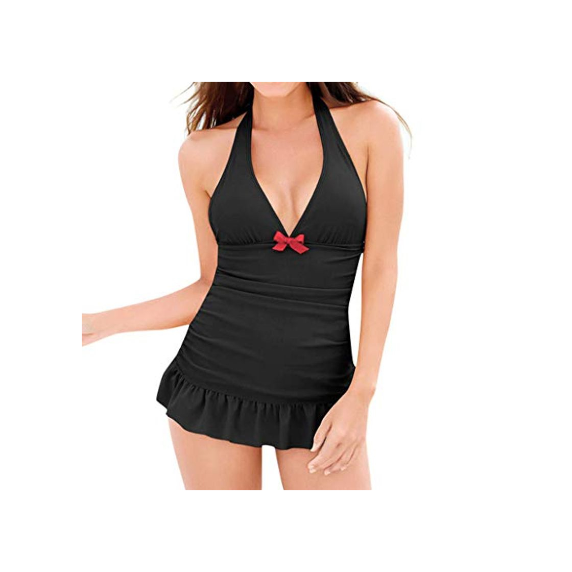 Social LANSKIRT Trikini Mujer Traje de Baño de Una Pieza con Cuello Halter
