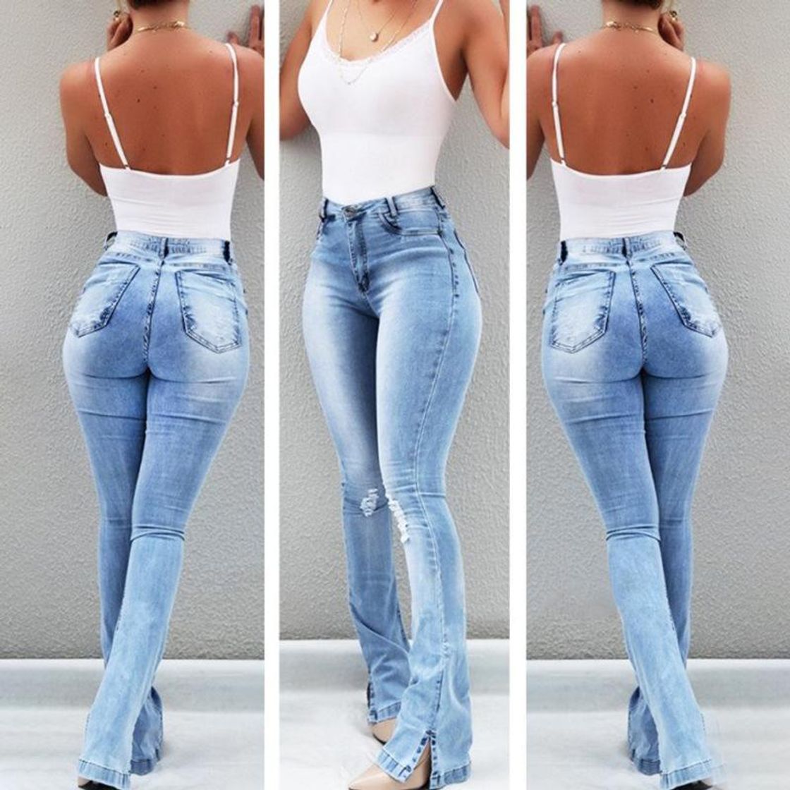 Social pantalones de las mujeres Denim Jeans de Cintura Alta Agujero Push Up Slim Fit Calca Jeans Señoras Ripped Elástico Skinny Jeans Sexy Vintage Jeans