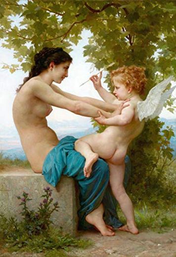 Pintura famosa de Bouguereau"Una chica joven que se defiende contra Eros" 5D