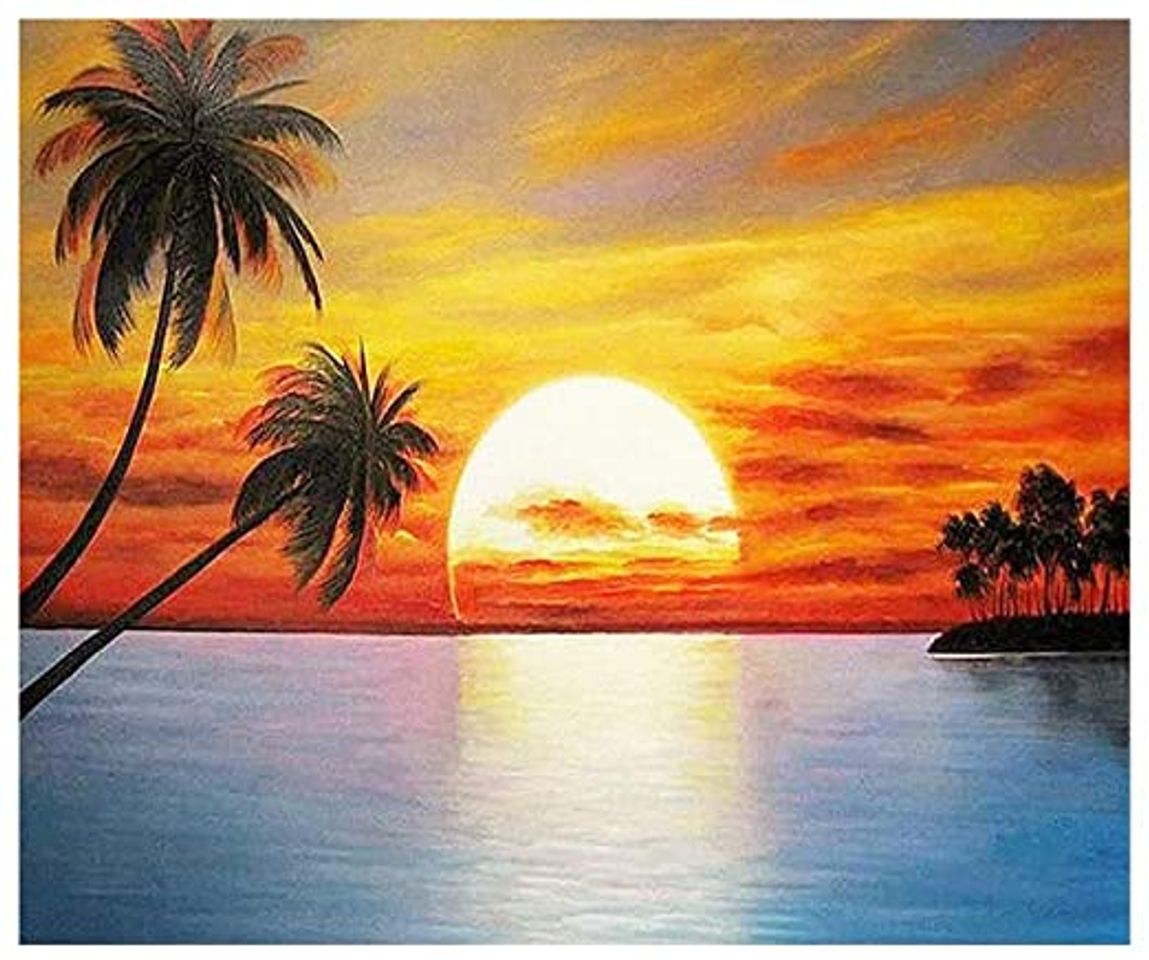 Social vosarea Kit punto de cruz diamante completo diamante 5d pintura diamante mar de puesta de sol sin Marco 40 x 30 cm