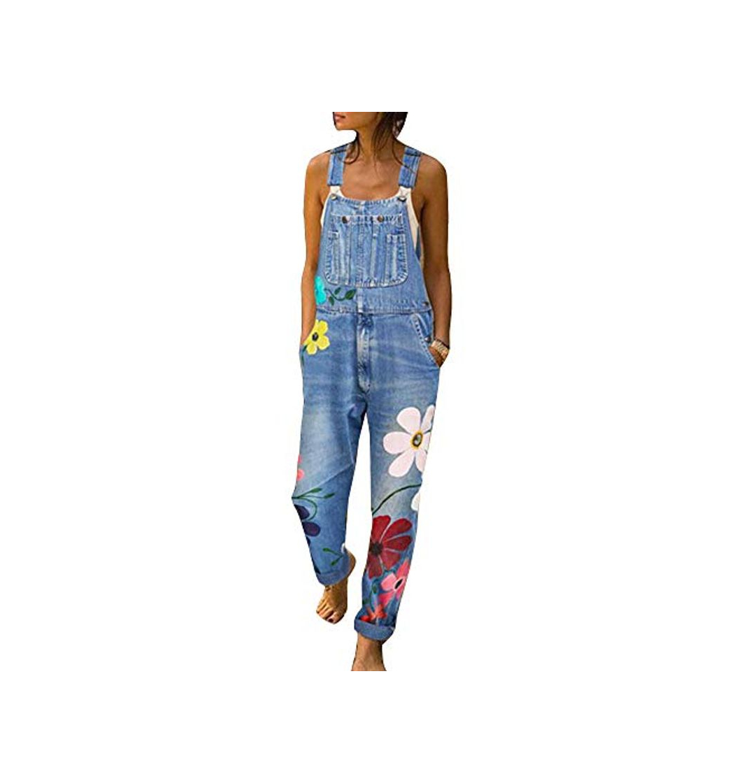 Social Youlee Mujer Pantalones de Pierna Ancha Peto de Mezclilla Monos Pantalones Monos Style 14