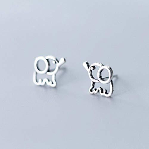 Product BinLZ-earings Pendientes de Plata S925 Mujer Simple Hueco Pequeño Elefante Pendientes Dulce