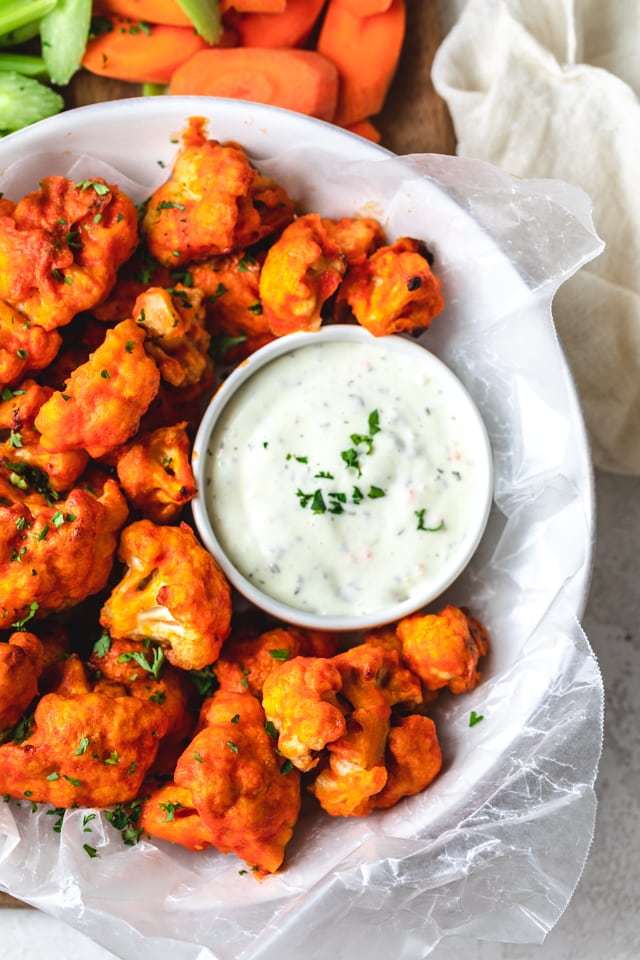 Fashion CAULIFLOWER BUFFALO WINGS WITH VEGAN RANCH DIP