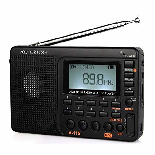 Electronics Retekess V115 Radio AM FM portátil con Reproductor MP3 de Radio de