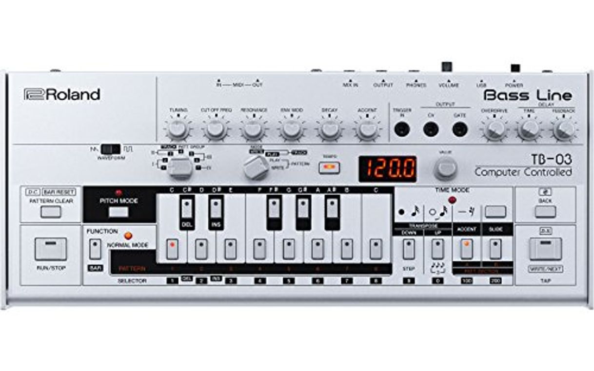 Lugares Roland tb-03 boutique bass line synthesizer.