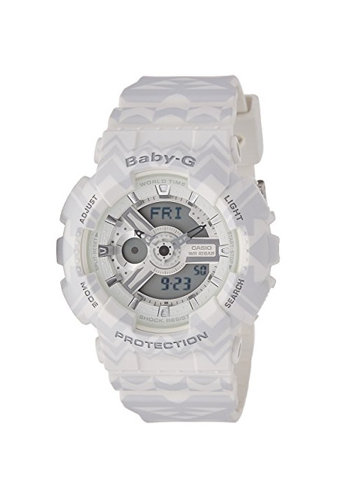 Moda Casio Women's Baby G BA110TP-7A White Resin Japanese Quartz Diving Watch