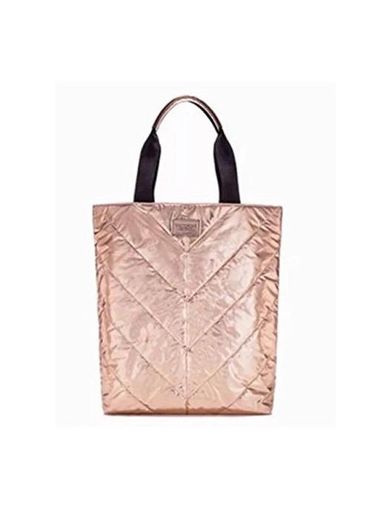 Victoria's Secret Beige Canvas Rose Gold Tote Bag SPRING 2017 Limited Edition