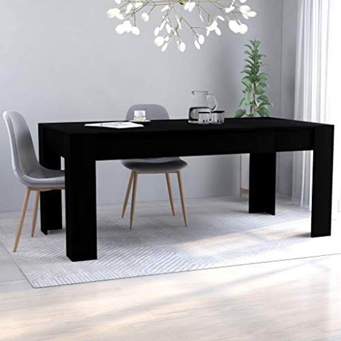 Elemento de la categoría hogar vidaXL Mesa de Comedor Muebles de Salón Cocina Sala de Estar Hogar Robusto Estable Duradera Moderna de Aglomerado Negro 180x90x76 cm