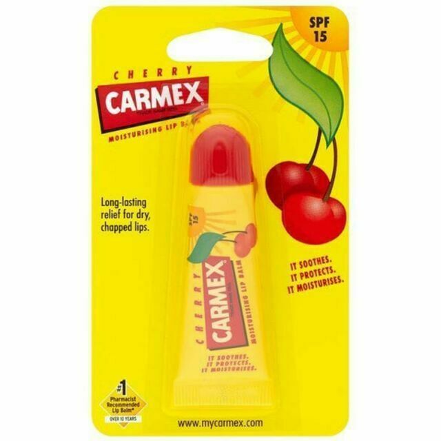 Belleza Carmex Cherry Tube,  Bálsamo labial, cereza, 6 pack