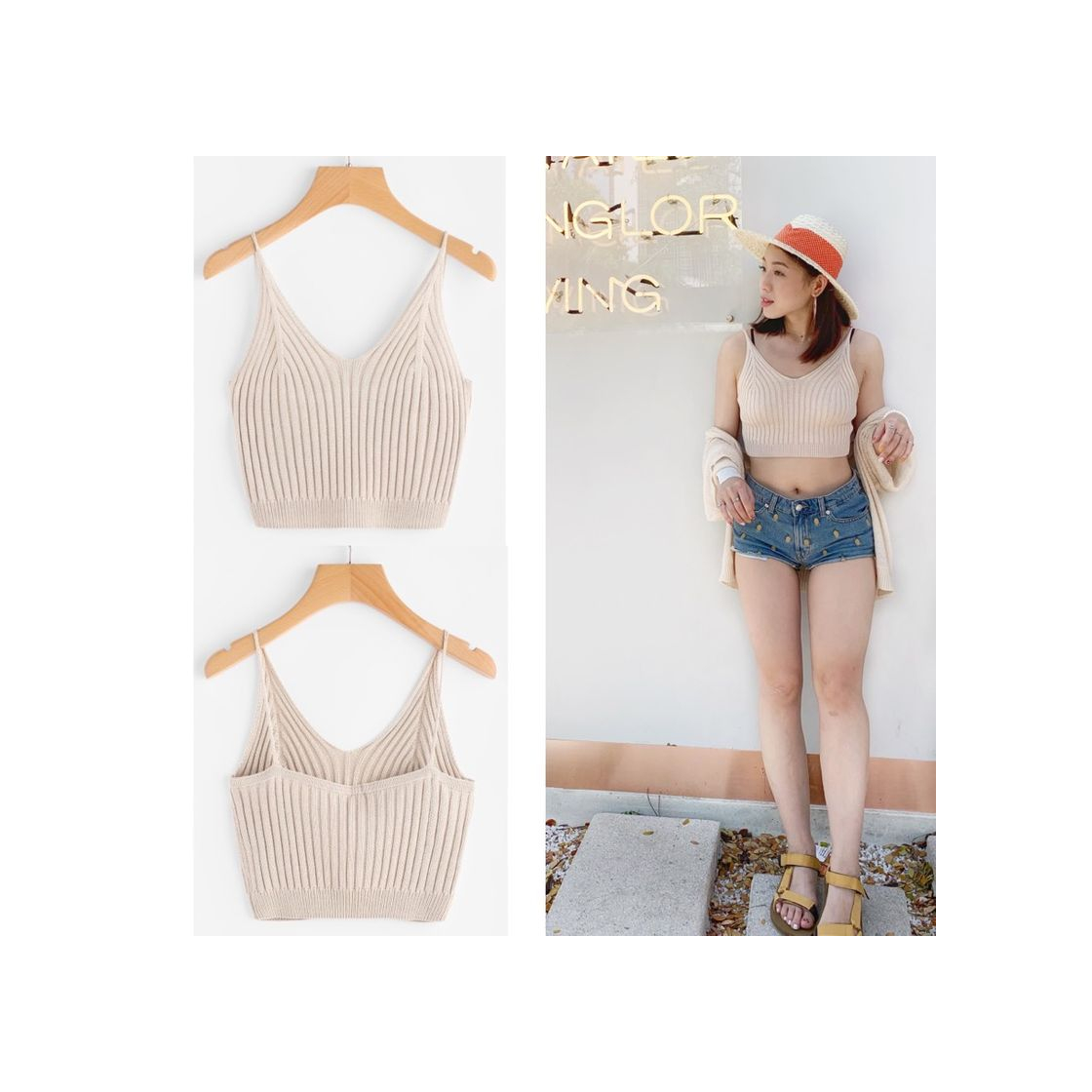 Moda Ribbed Cropped Cami Top