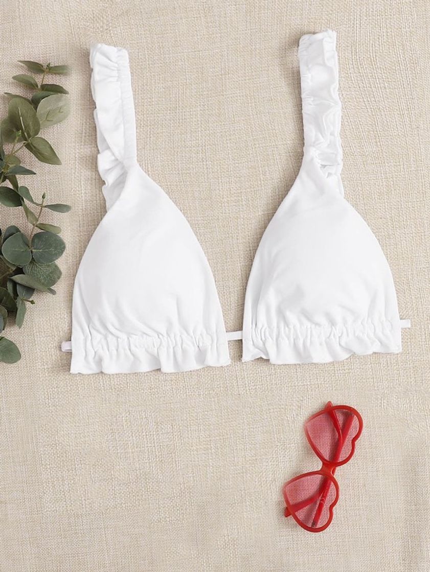 Product Ruffle Trim Triangle Bikini Top