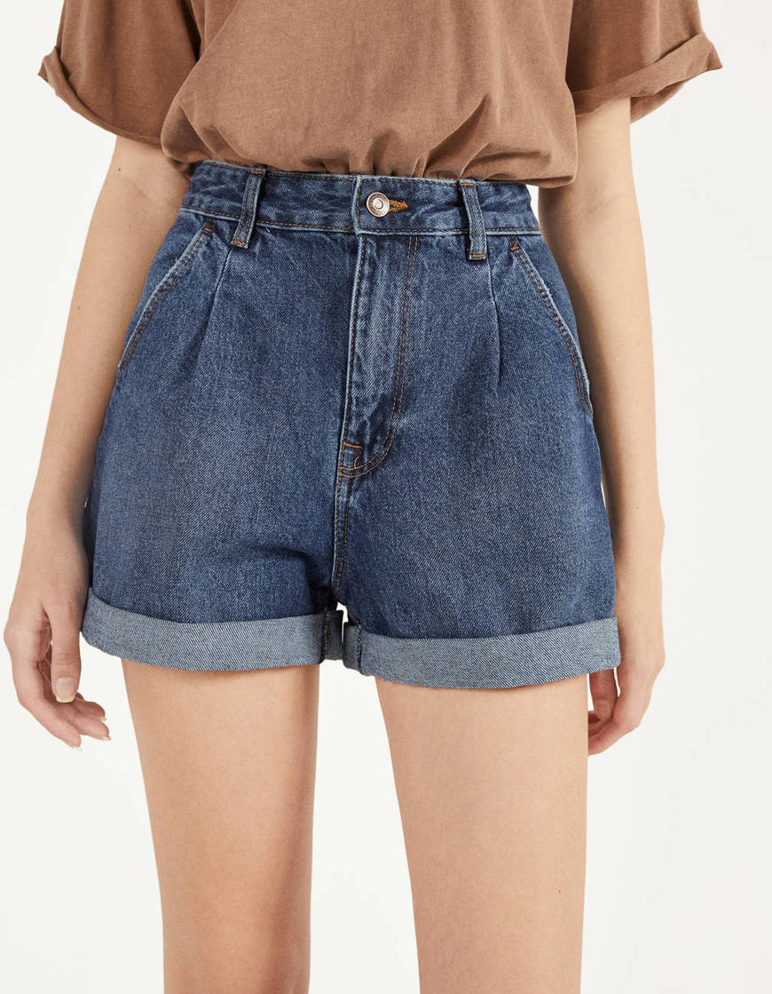 Social Calções denim Mom Fit