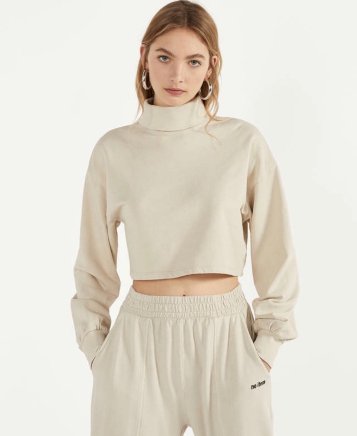 Fashion Sweatshirt cropped com gola alta