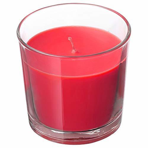 Social IKEA SINNLIG vela aromática en portavelas de cristal, Rojo jardín bayas, rojo