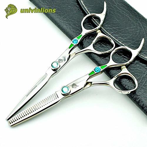 Belleza Univinlions Acero inoxidable 6"Diamante verde Tijeras profesionales para el cabello Peluquería de