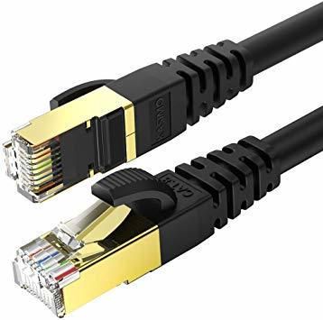 Cat 8 Ethernet Cable 75 ft Black Round Network Internet