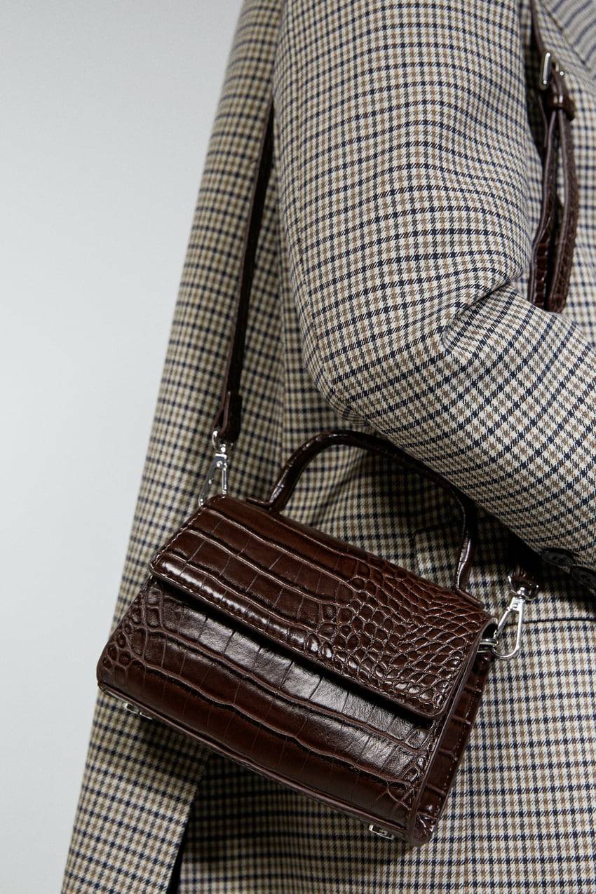 Social Mini mala city com estampado castanha 