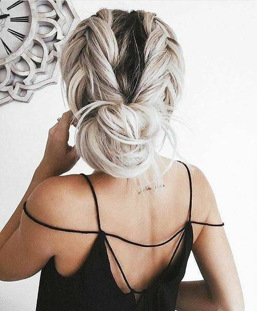 Fashion Dutch fishtail braids and bun